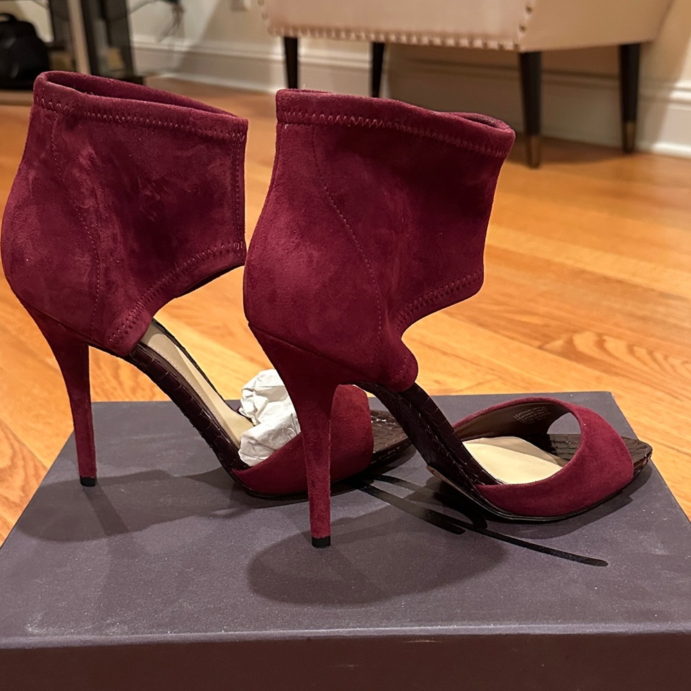 Brian Atwood Deep Red Suede Heels